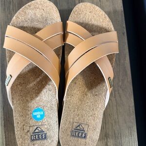 Reef Beige Sandals with Cork Footbed